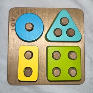 Lovevery Wooden Shape Sorter Toy - Yellow, Green, Blue